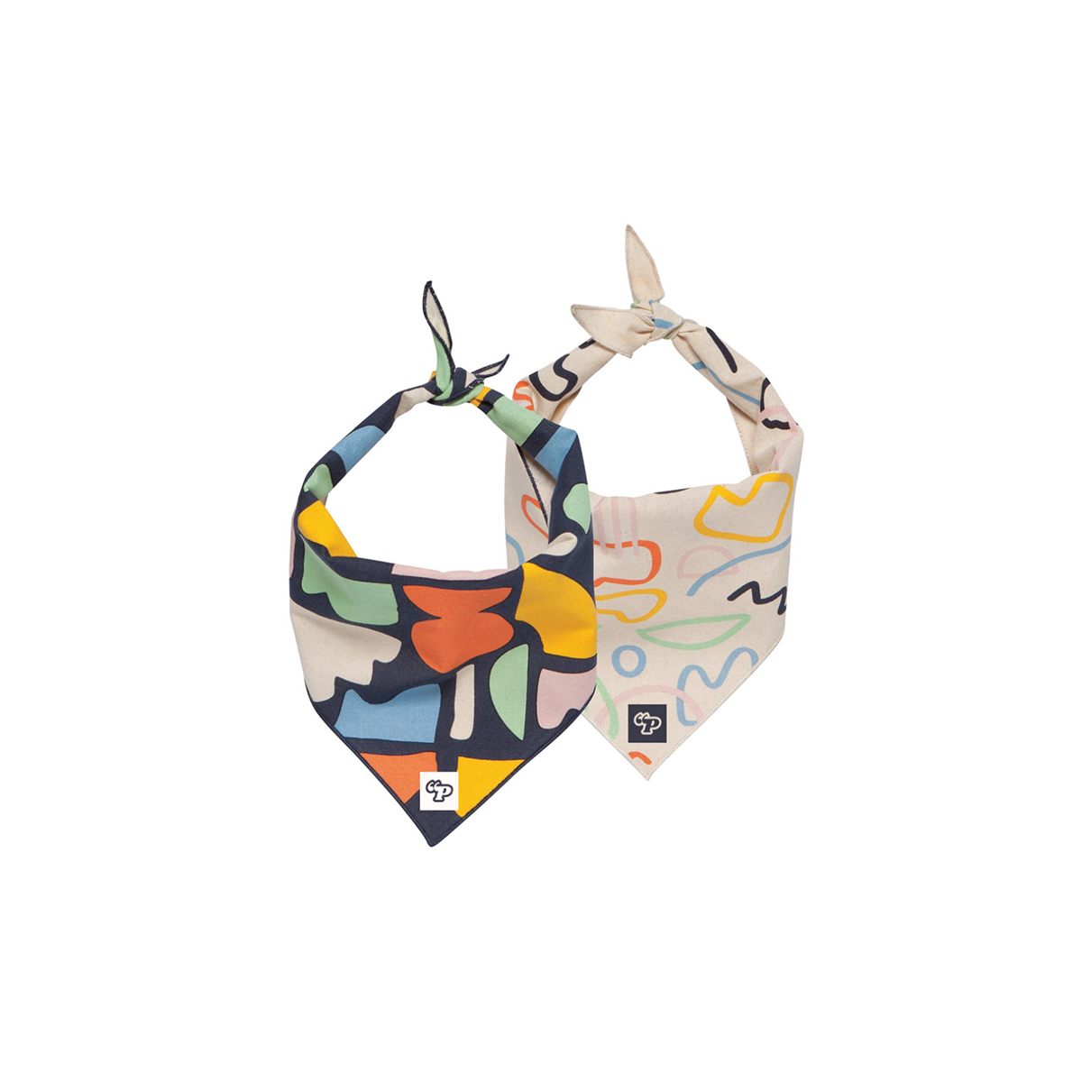 2 Pack Rainbow Doodle Dog Bandana